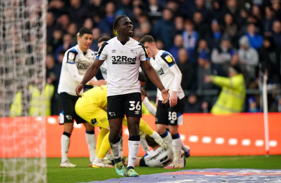 Derby players celebrate after pulling off a dramatic comeback