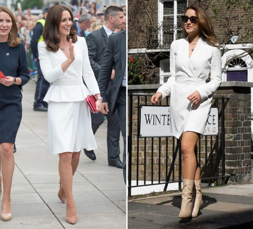 White blazer… Kate’s blazer is £2,270A from Alexander McQueen and Eleanor’s blazer is £196 from Karen Millen