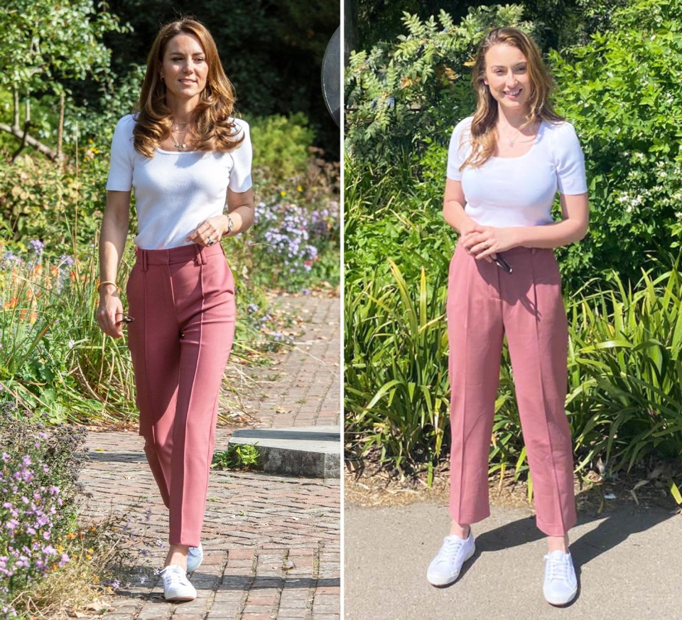 T shirt and trainers… Kate’s white top is £98.99 from Ralph Lauren and Eleanor’s top is an exact match