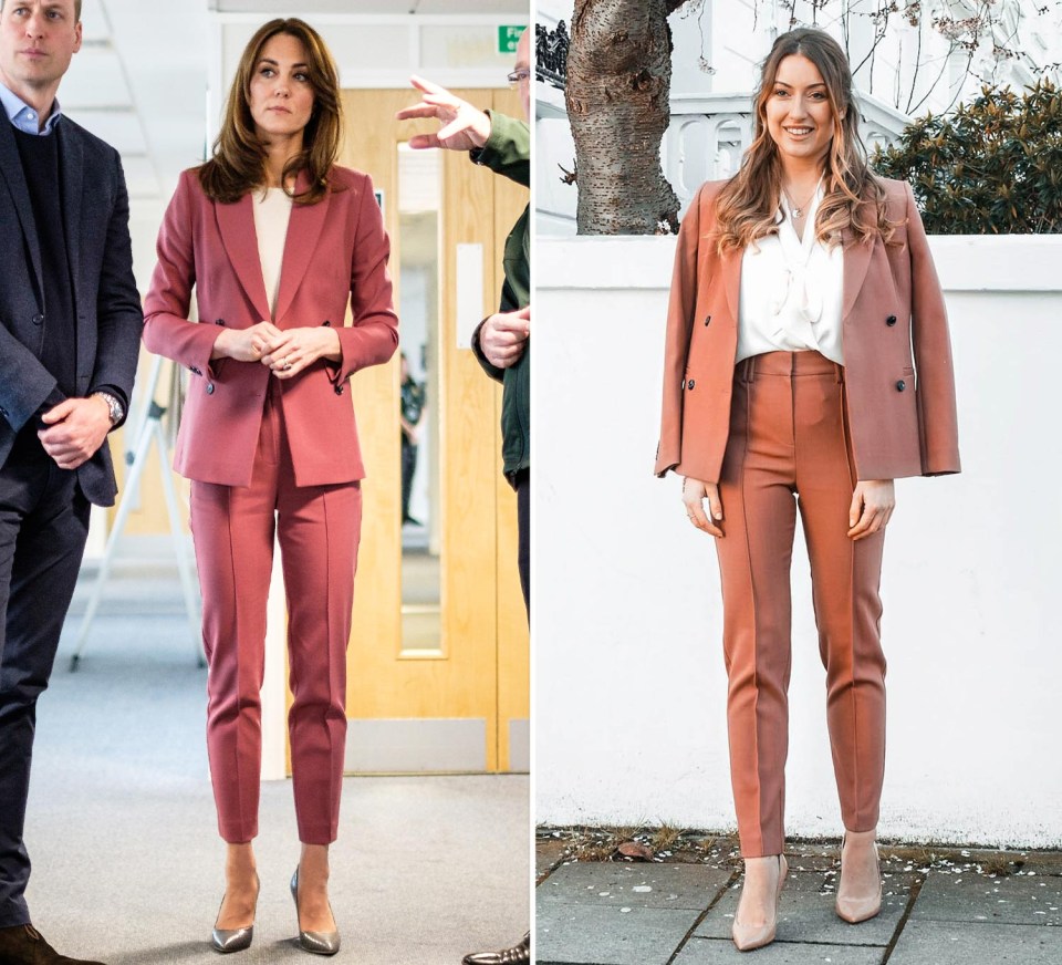 M&S pink suit… Kate’s suit is £158 from M&S and Eleanor’s suit is an exact match from eBay