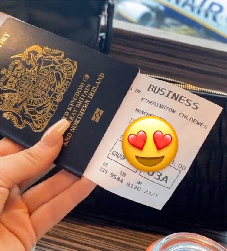 Chloe Ferry posted a picture of her boarding pass with her real name on it