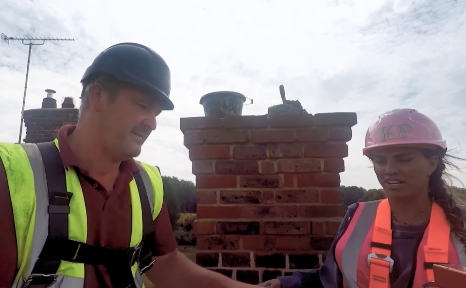 She is seen up on the roof with buildings expert Steve in the three-part show