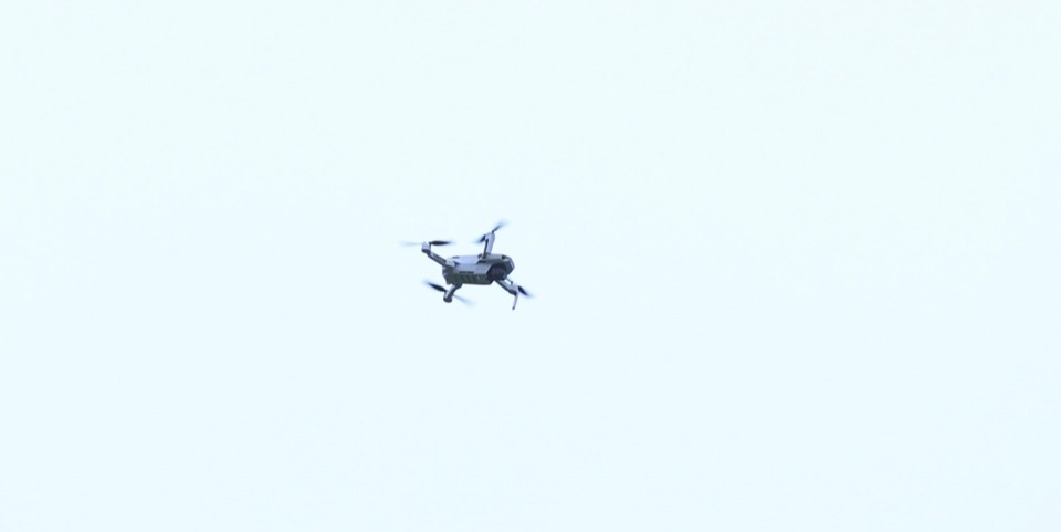 A drone was flown over the Brentford Community Stadium during the first half