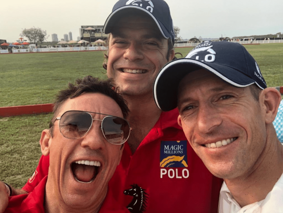 Tom Magnier, centre, hangs out with Frankie Dettori and fellow jockey Hugh Bowman