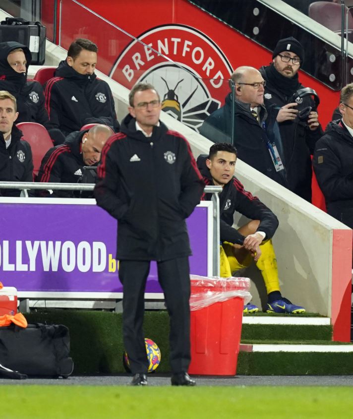 Ronaldo seemed to cool down as he watched United extend their lead to 3-0 before Brentford bagged a late consolation