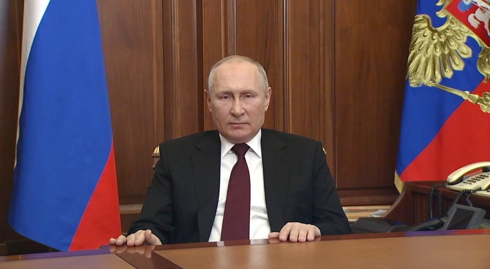 Vladimir Putin addresses the nation to recognise the independence of separatist republics of Luhansk and Donetsk