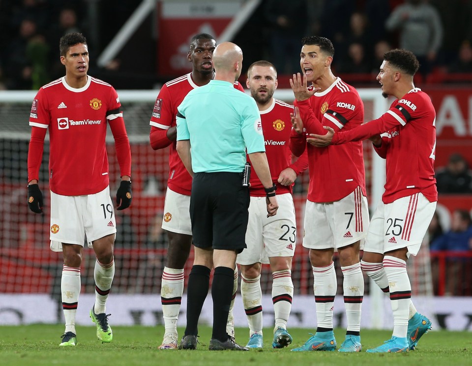 Manchester United complained to referee Anthony Taylor but their moans fell on deaf ears