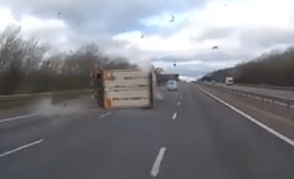 The lorry driver escaped with just scratches after the accident