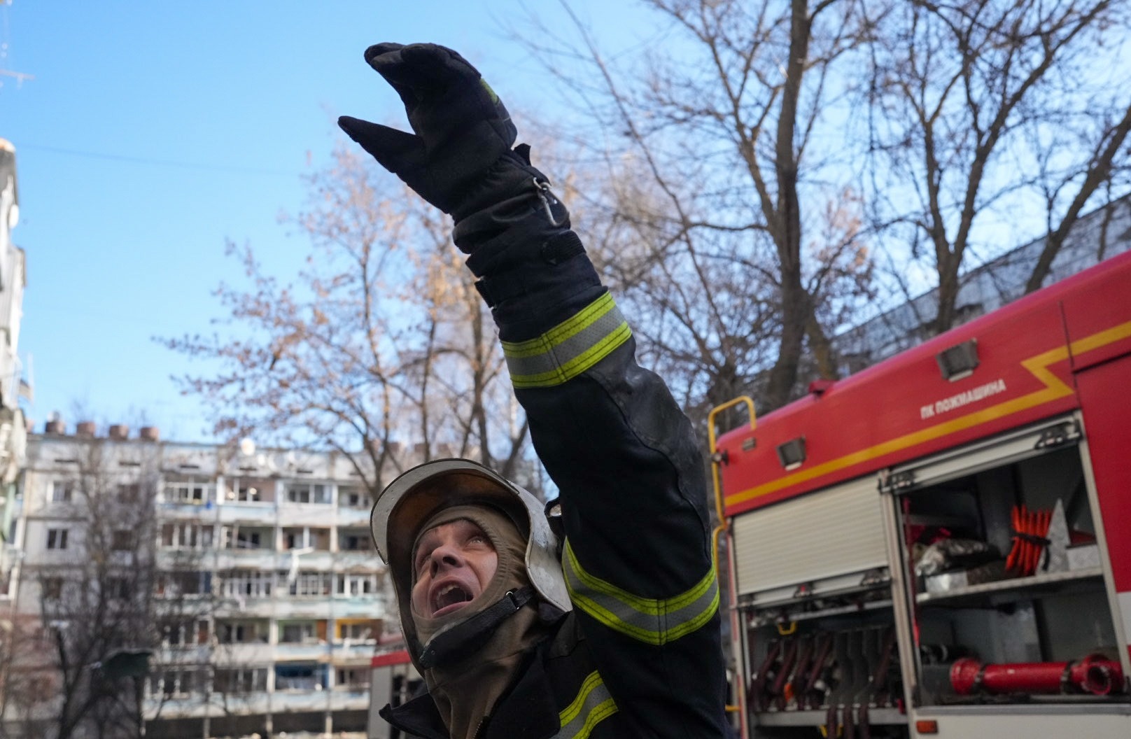 Firefighters at the scene in Chuhuiv