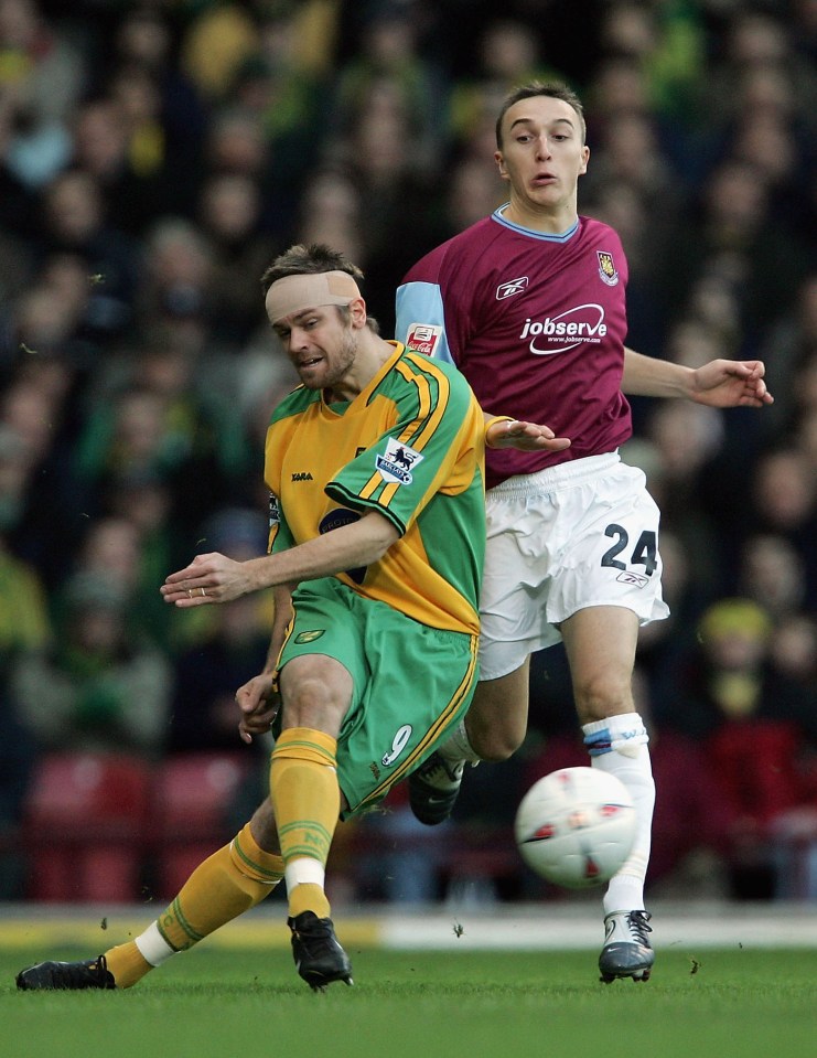 Noble in action against Norwich City back in 2005