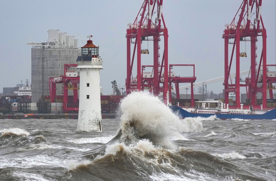 Huge waves in New Brighton, Liverpool