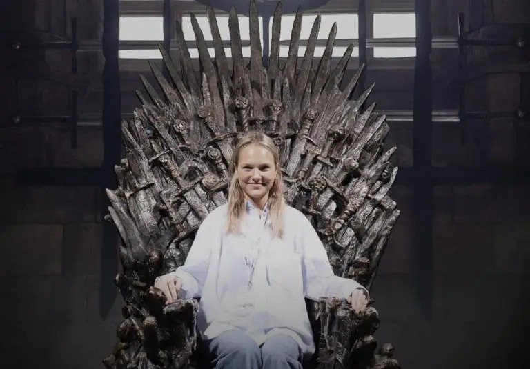 Sophie sits on the Iron Throne