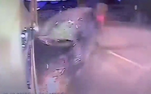 The horrifying footage shows the high-speed crash