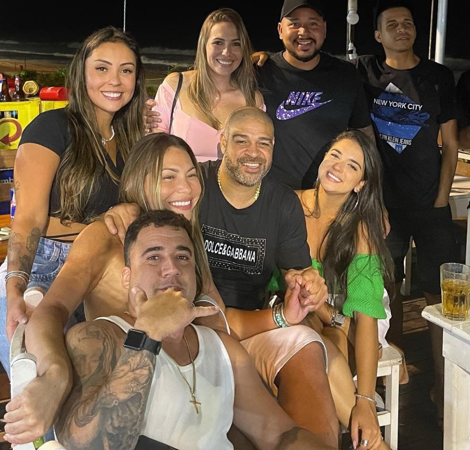 Adriano, pictured on an unrelated night out with friends, was an Inter Milan icon