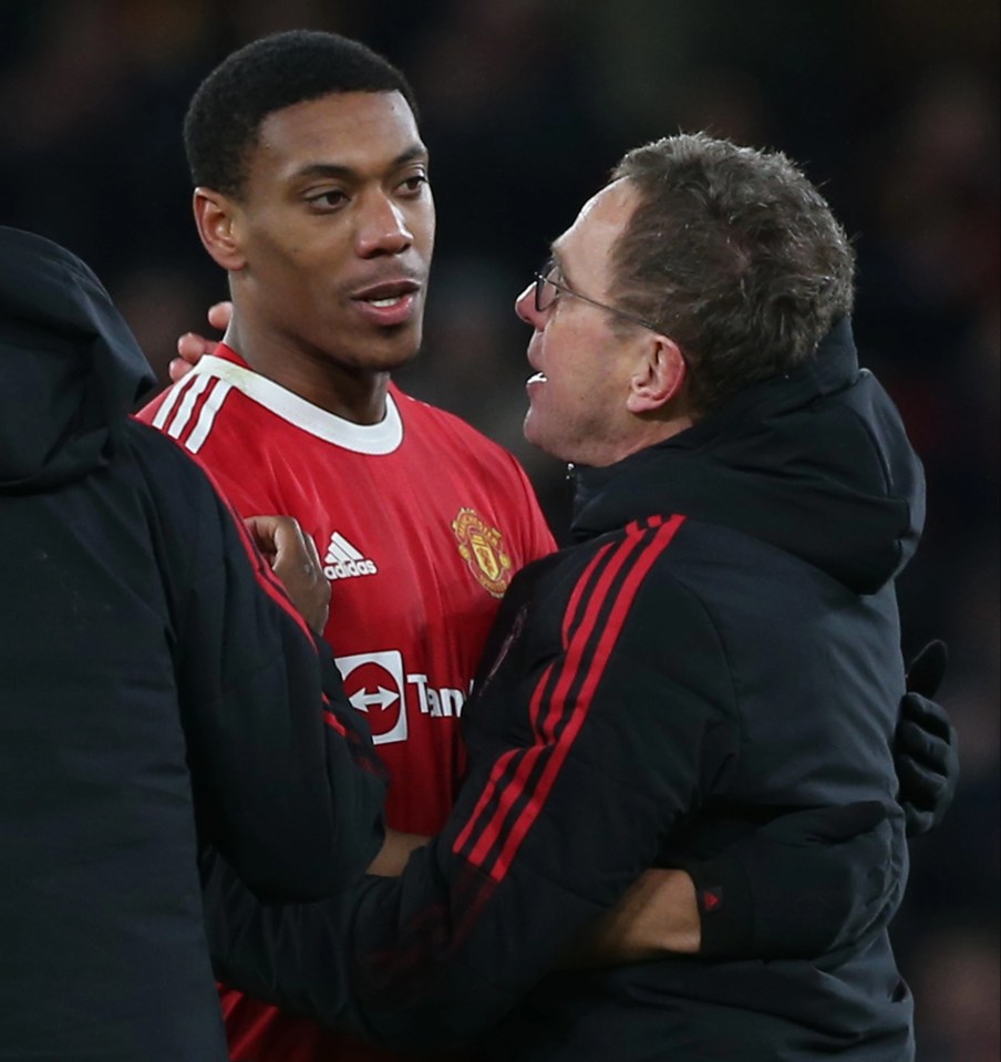 Martial, 26, didn't appear to always see eye to eye with Ralf Rangnick