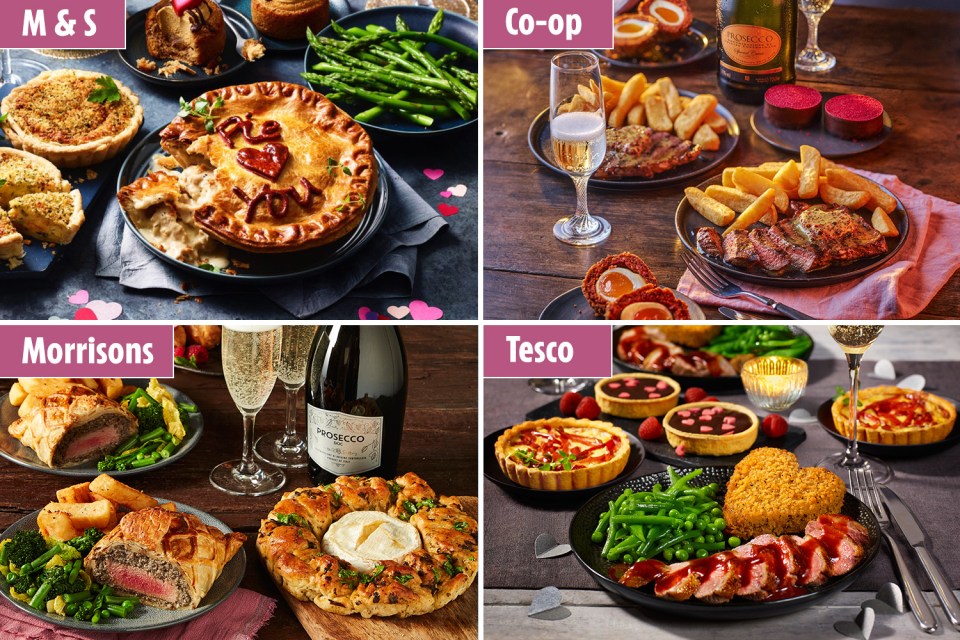 Supermarket dine-in Valentine's Day deals start from around £10