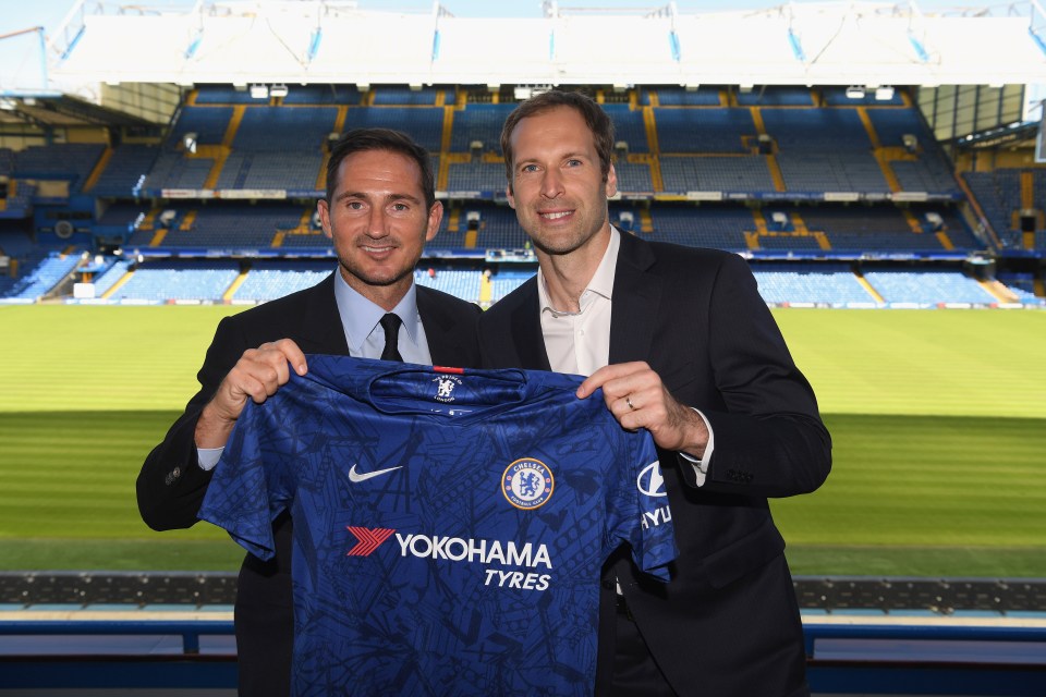 Cech alongside Lampard in 2019 after the Blues legend was appointed manager