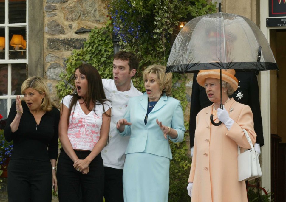 Alongside the Queen her 2002 visit to the set in Leeds