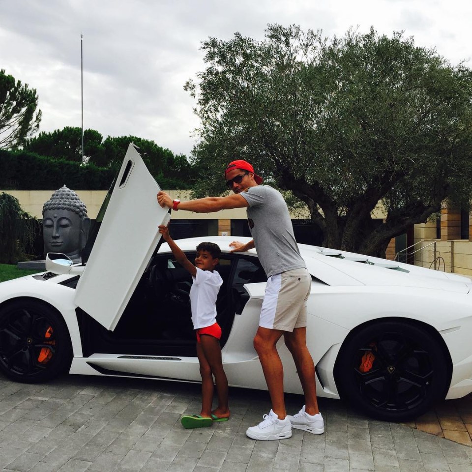 The Portuguese star also enjoys driving his white Lambo supercar