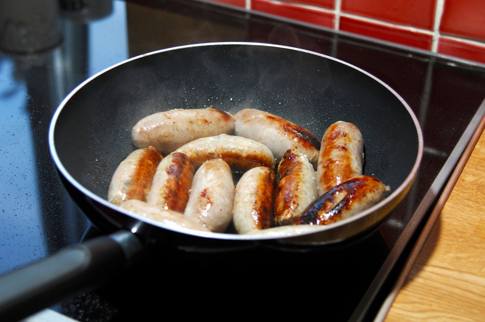 Don't let your sausages touch and ensure to turn them regularly