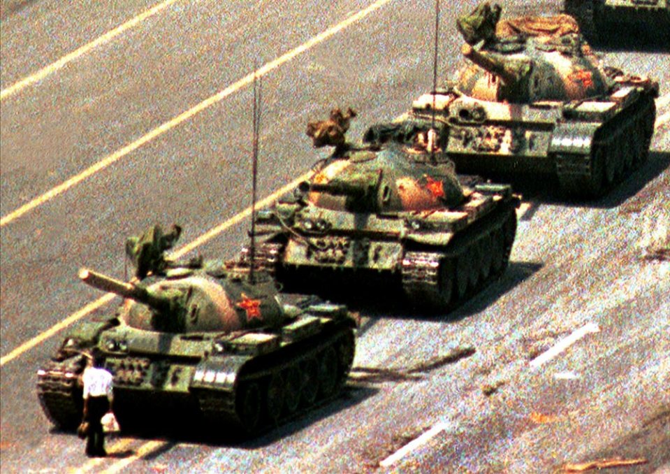 Tiananmen Square's ‘Tank Man’ stood in front of a row of tanks in 1989