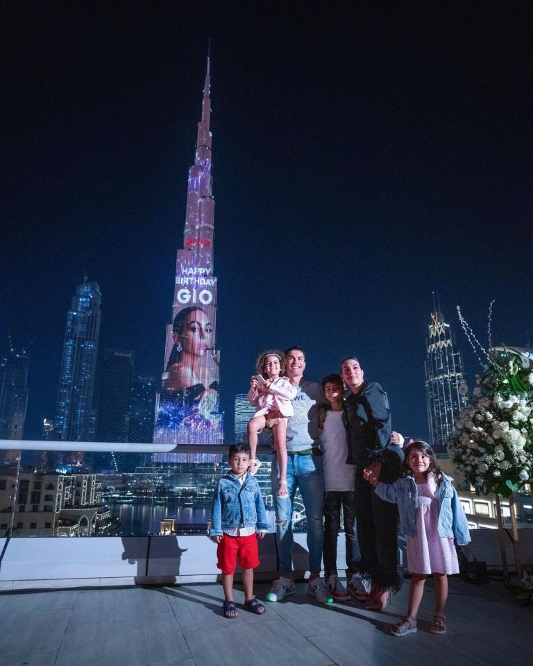 Cristiano Ronald paid for his birthday message to Georgina to be projected on the world's tallest building the Burj Khalifa in Dubai