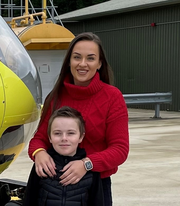 Mum Natalie Cooper and Rio Cooper after his accident