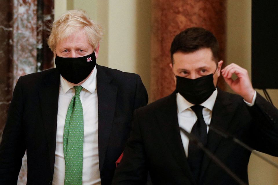 Boris Johnson with Ukrainian president Volodymyr Zelensky