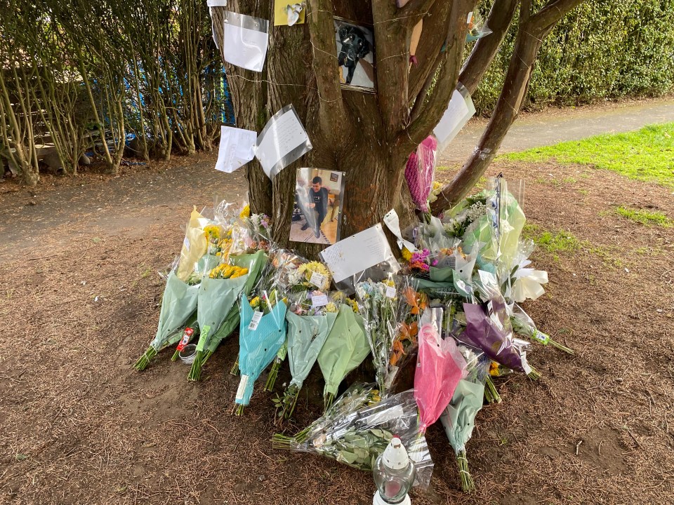 A makeshift vigil at the place where Jamie collapsed with chest pains