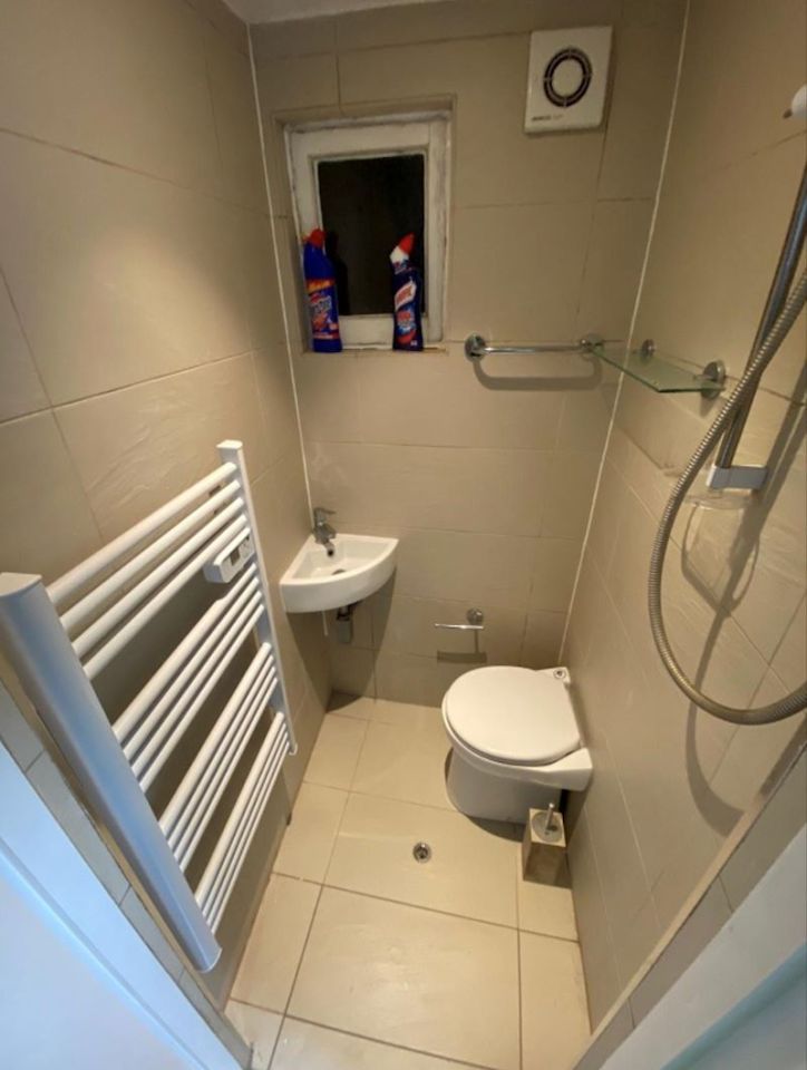 The home comes with a combined shower and toilet space