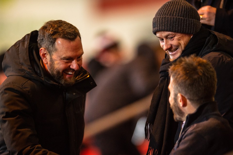 Solskjaer and Carrick were cheering on former colleague McKenna, now boss at Ipswich