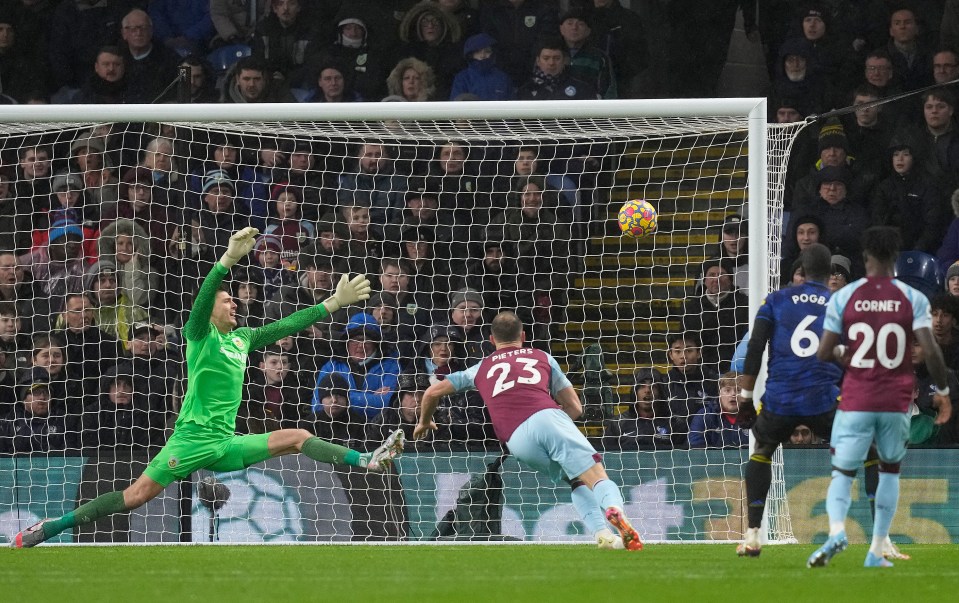 Paul Pogba opened the scoring away at Turf Moor with a fine strike into the top corner