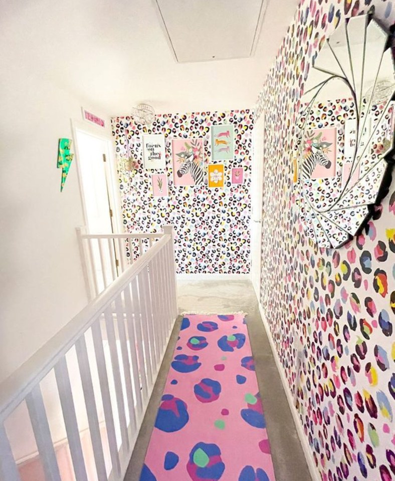 The hallway has been given an injection of colour and patterns