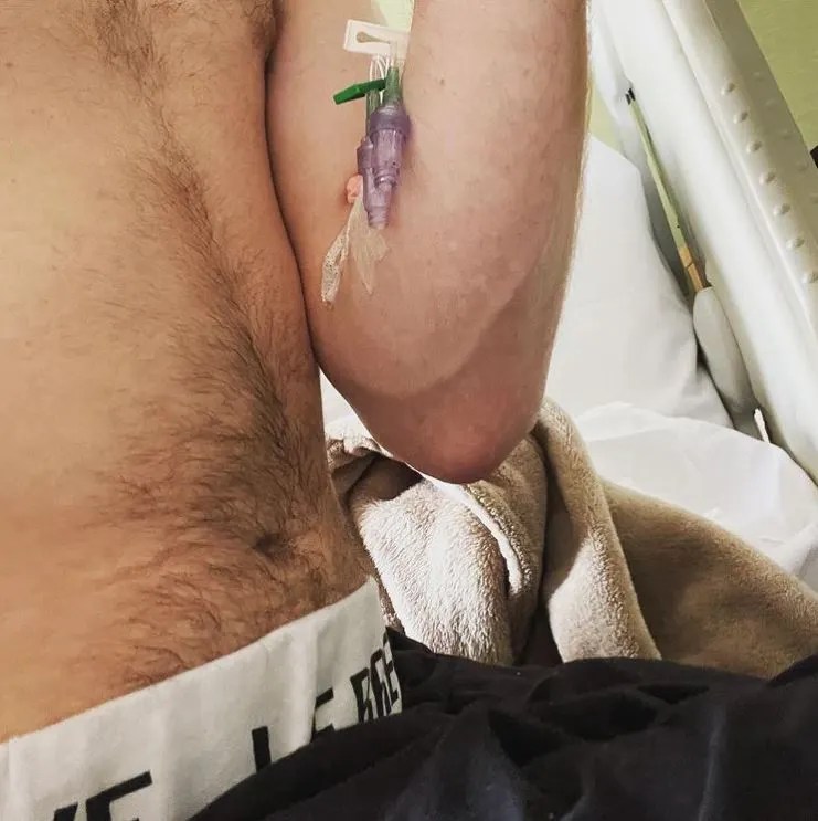 The 33-year-old worried fans as he shared a post from his hospital bed