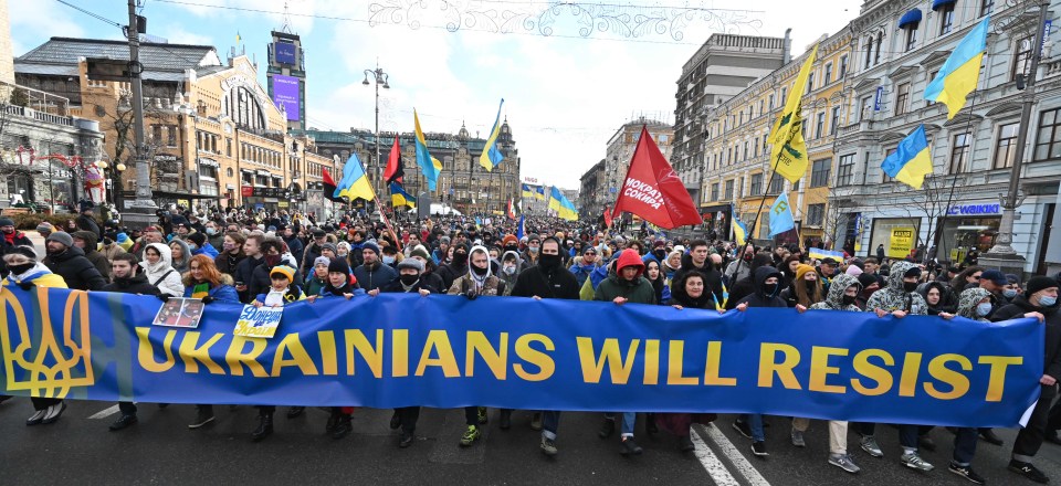 Five thousand Ukrainians marched through the centre of Kiev