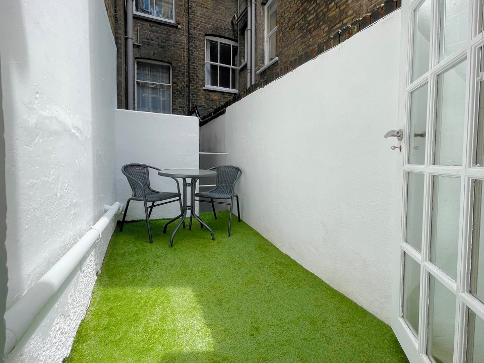 The flat also has access to a private patio - a rarity in central London