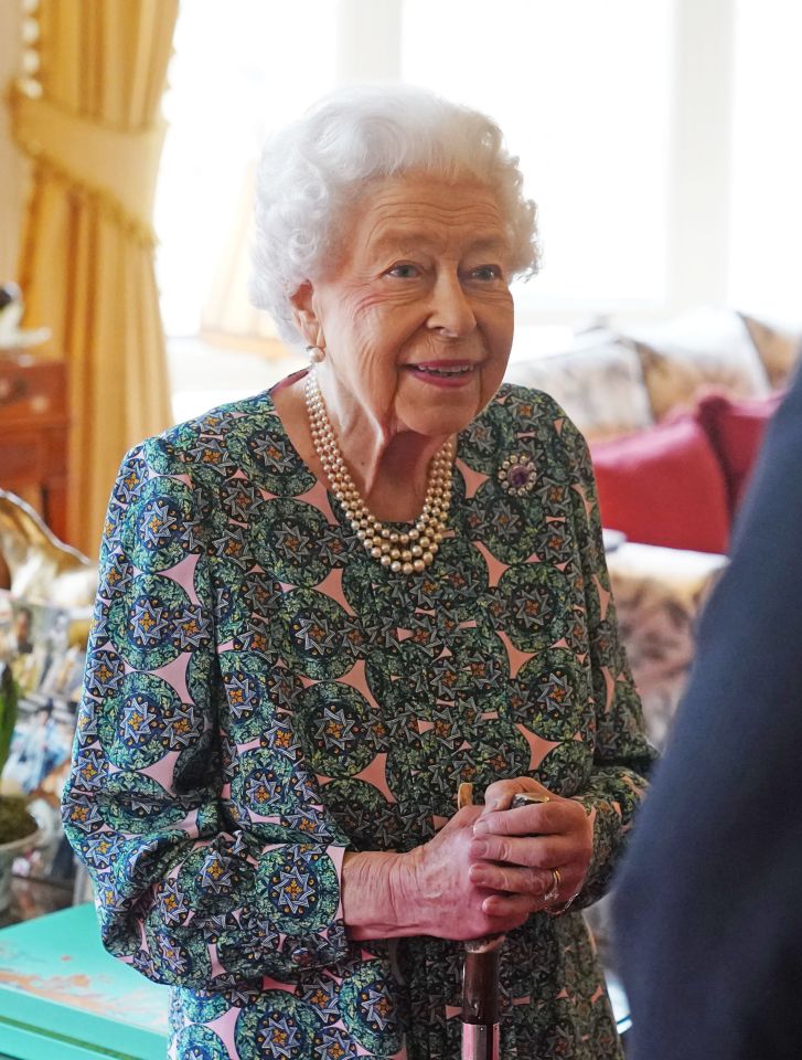 The Queen beamed as she met the incoming and outgoing Defence Service Secretaries at Windsor Castle on February 16