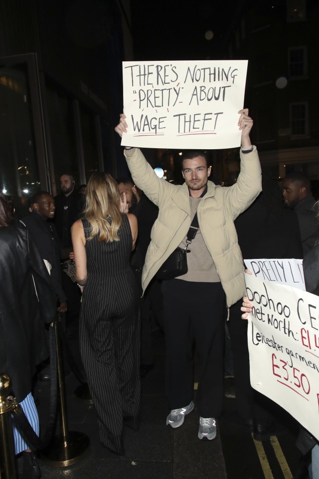 Love Island 2021 star Brett Staniland protesting outside the PLT event