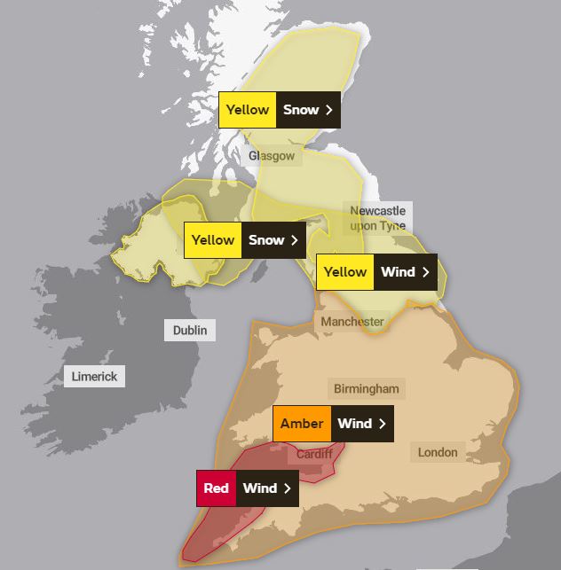 The horrifying moment happened as 10 severe flood alerts, meaning there's a danger to life, are issued ahead of Storm Eunice's arrival