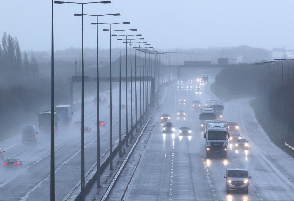 Heavy rain on the A1