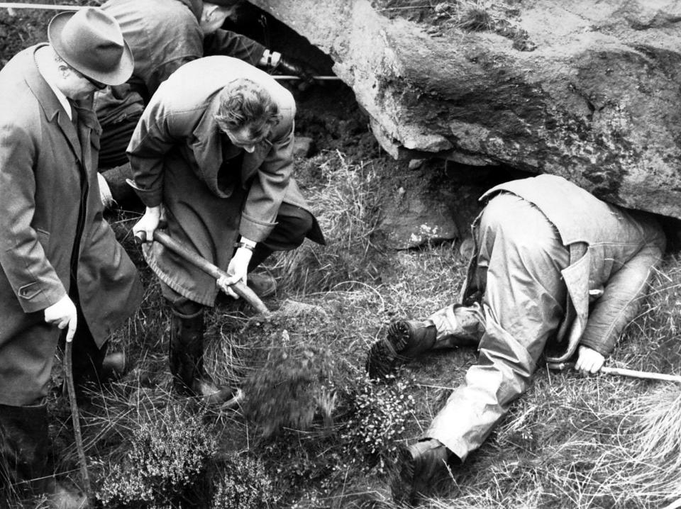 Police searching for the bodies of the victims on Saddleworth Moor