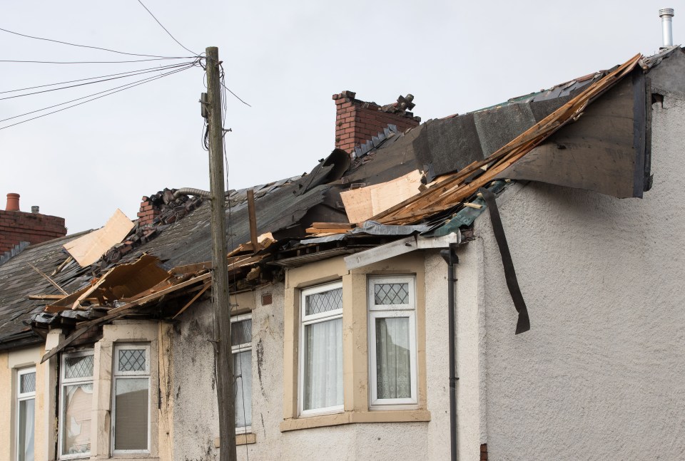 The roof of a home in Newport, Wales was torn away