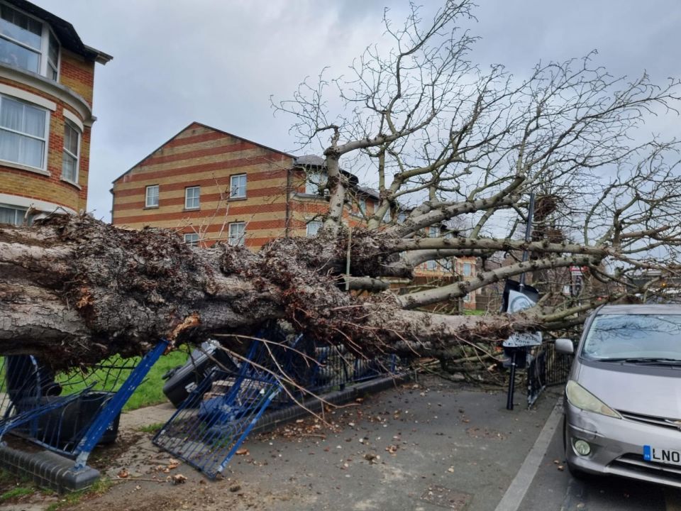 Punishing 122mph winds blasted the country during Storm Eunice today