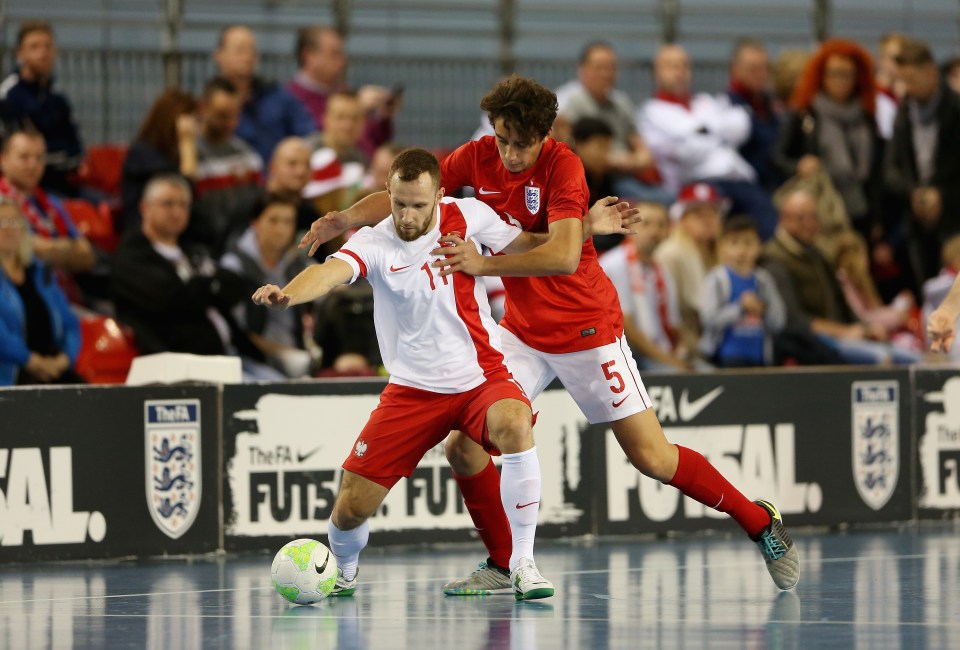 Kilman in action for England futsal in 2015 - his 25 futsal caps mean he was unable to switch allegiance to Ukraine