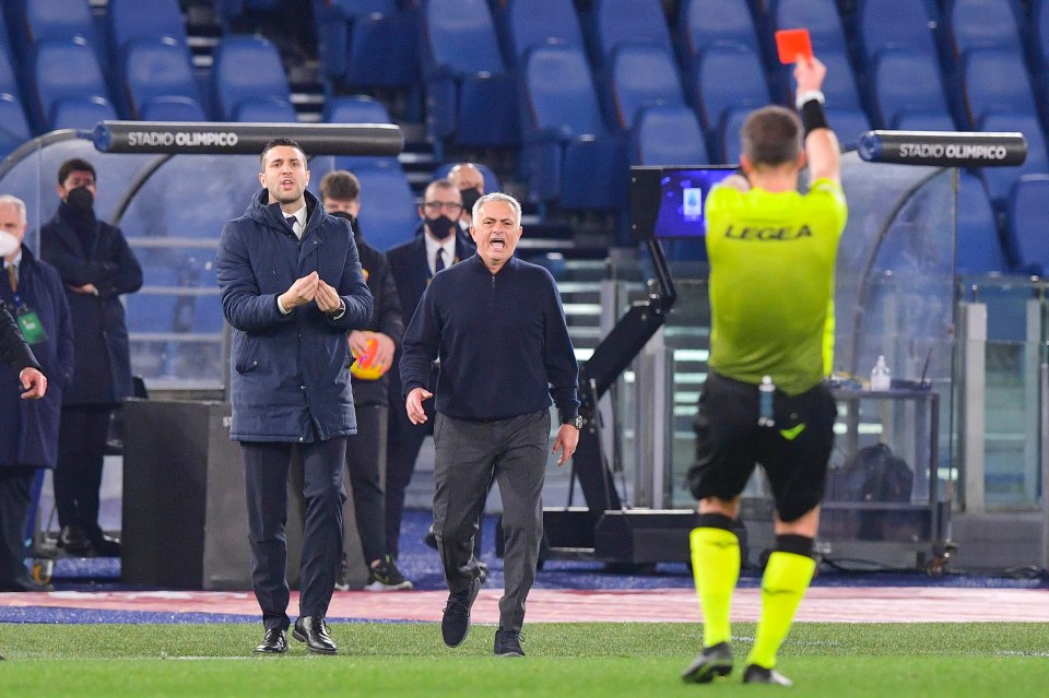 And the Roma manager was sent off in injury-time of the Serie A draw