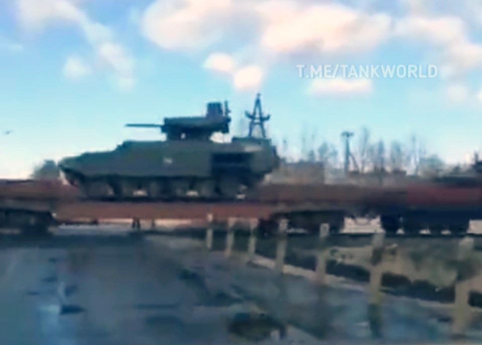 Footage shows Terminator tanks being moved towards the Ukrainian border