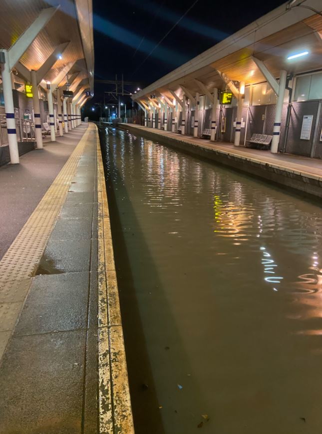 Rail company Northern says the line at Rotherham is completely underwater today - and no replacement bus service is available