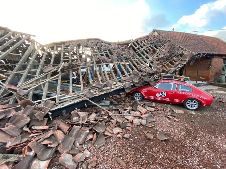 Ewen Sergison returned to his home in Darlton, Nottinghamshire after a flight to discover his collection of classic cars had been crushed by high winds