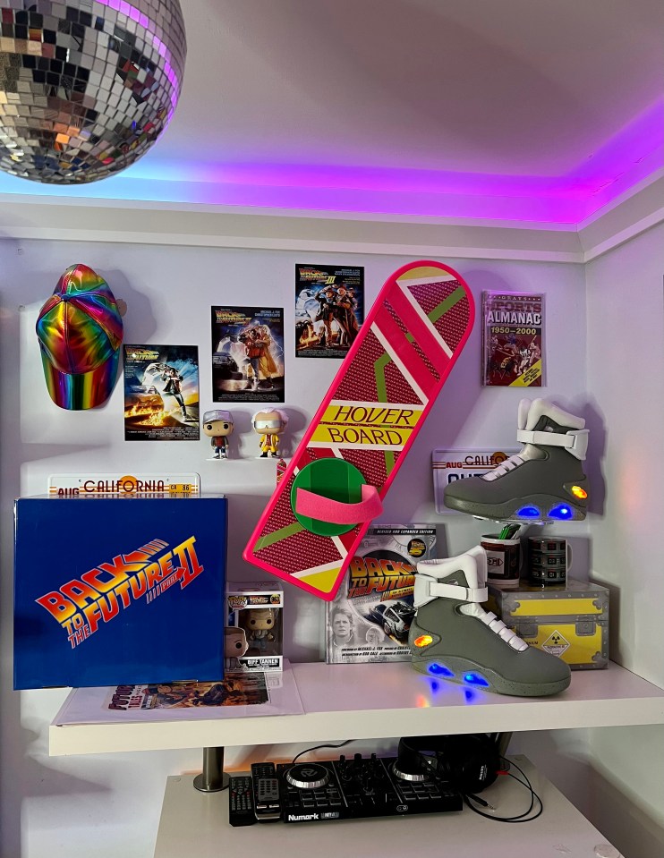 The man cave even features a back to the future shrine