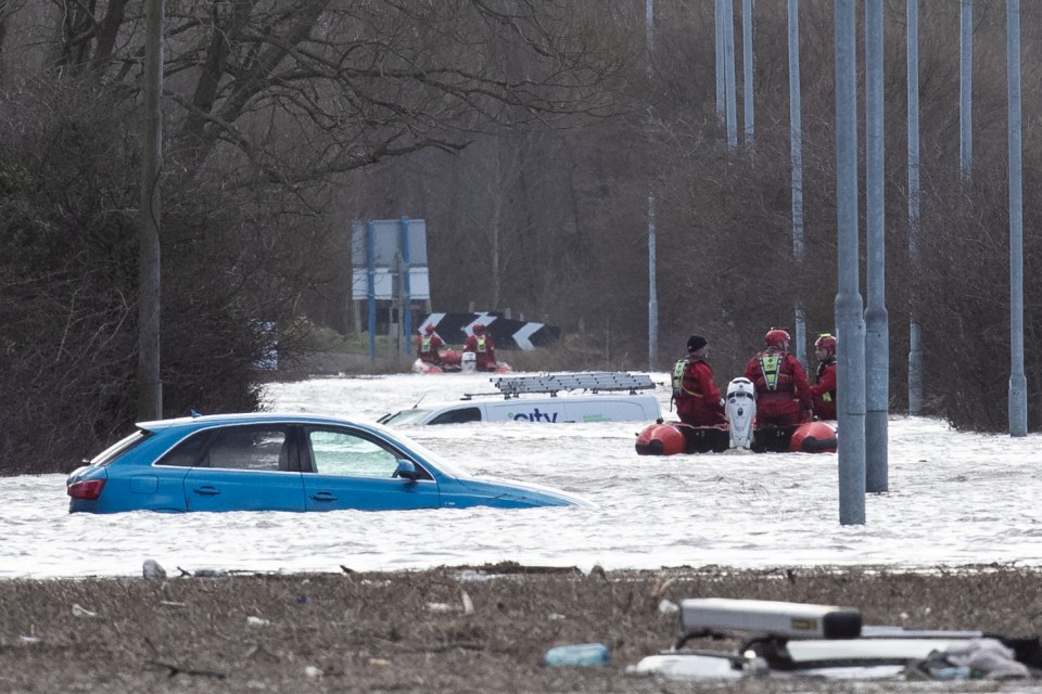 The town has been badly-hit by Storm Franklin, with rescuers sent out to flooded stretches after motorists were stranded